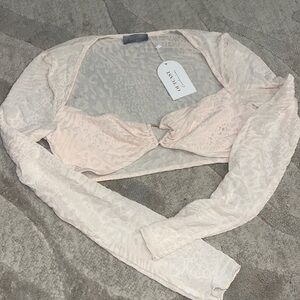 OUTCAST nude animal print crop top